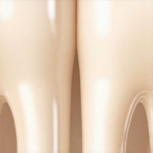 A dental model illustrating the difference between naturally healthy enamel and thinned enamel caused by excessive whitening.