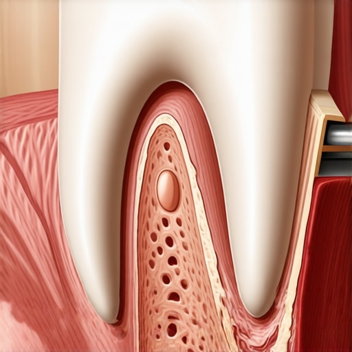 Comparison of healthy gums versus recession from aggressive brushing Medical diagram showing gum recession and enamel wear from hard brushing