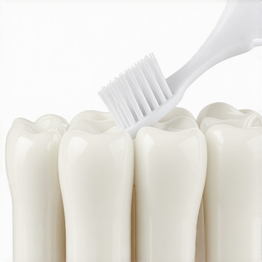 Correct Brushing Angle for Gum Health Close-up of a toothbrush at a 45-degree angle against the gum line to prevent recession.
