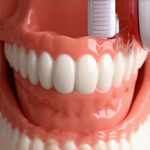 Close up of soft-bristled toothbrush cleaning teeth to prevent gum recession
