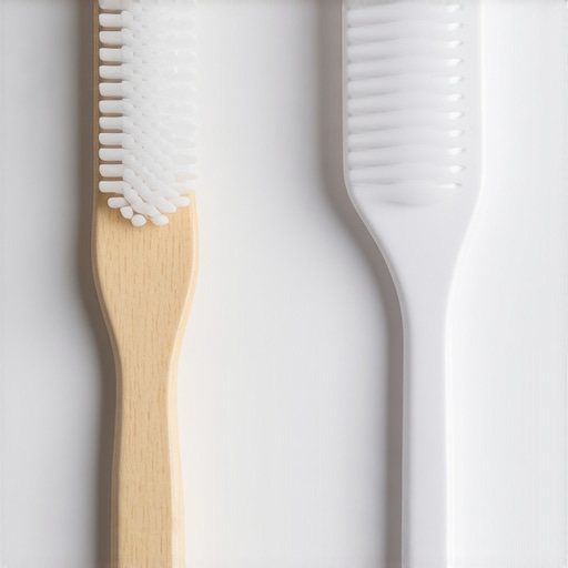 Comparison of grain-of-rice smear and pea-sized amount of toothpaste on two toothbrushes.