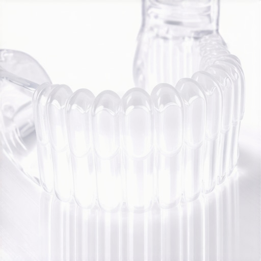 A clear custom-fitted dental night guard used to prevent teeth grinding and protect enamel.