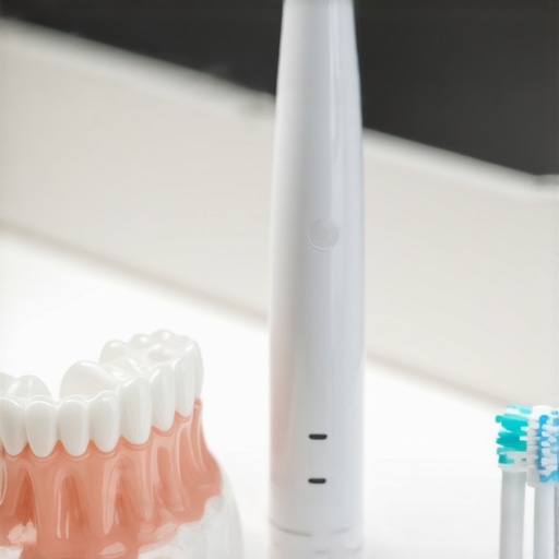 A custom hard-acrylic nightguard and electric toothbrush used to protect dental crowns and bite alignment.