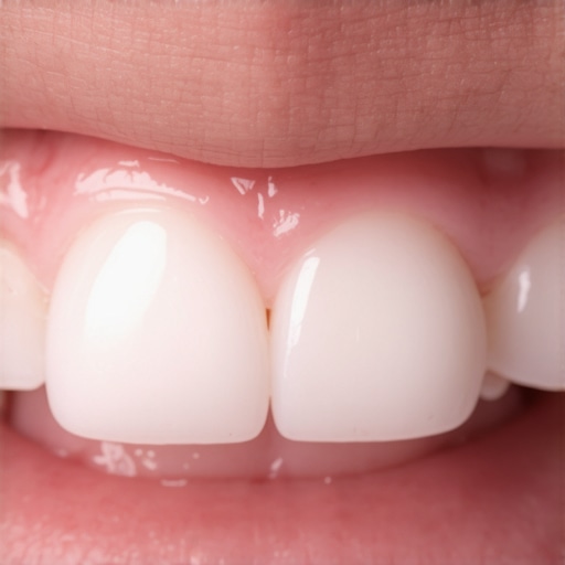 Demonstrating the Gum Blanching Test A finger pressing on pink gums to show temporary white color change