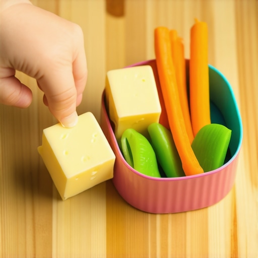Healthy dental-friendly snack box for kids with cheese and carrots.
