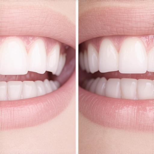Close up of teeth with black triangles closed using cosmetic bonding