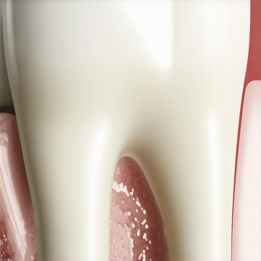 Close-up showing the texture and layers of human tooth enamel and dentin