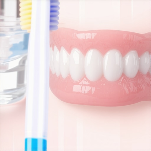 Effective Post-Operative Care for Dental Implants A macro shot of a dental healing site showing stitches and gentle cleaning tools.