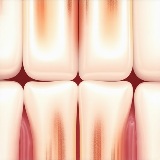 Enamel erosion vs healthy tooth structure Close-up medical illustration showing the damage caused by aggressive brushing on tooth enamel and gums.