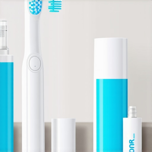 Electric toothbrushes and xylitol mints on a bathroom counter for oral health maintenance