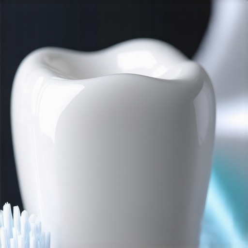 Close up of soft bristle toothbrush cleaning healthy gums and teeth gently
