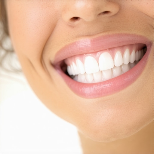 Healthy Gum Line and Gentle Brushing Close up of healthy teeth and gums illustrating proper oral hygiene nuances