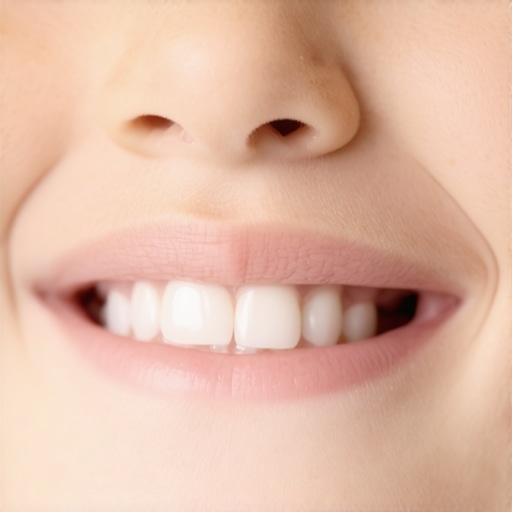Close up of a child's teeth showing healthy gaps between baby teeth for future jaw growth.