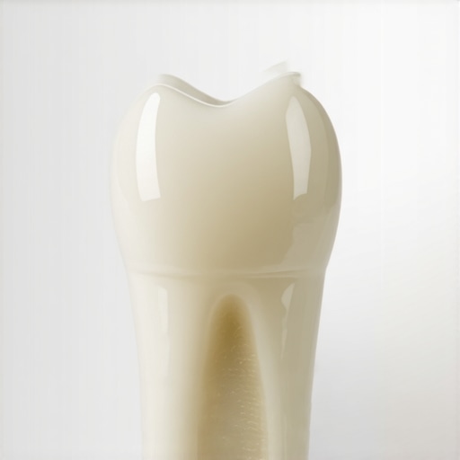 High-Quality Porcelain Dental Crown Detail Detailed view of a permanent porcelain dental crown showing realistic fit and finish.