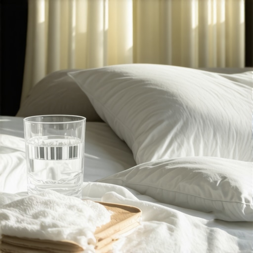 Home Recovery Station for Dental Surgery A bedside table prepared with recovery essentials like water and gauze for after a dental procedure.