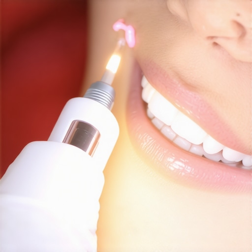 Close-up of dental sealants being inspected with a light