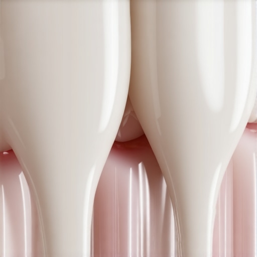 Macro view of dental enamel translucency A close-up shot showing the clear, frosted-glass appearance of thinning tooth enamel at the edges.