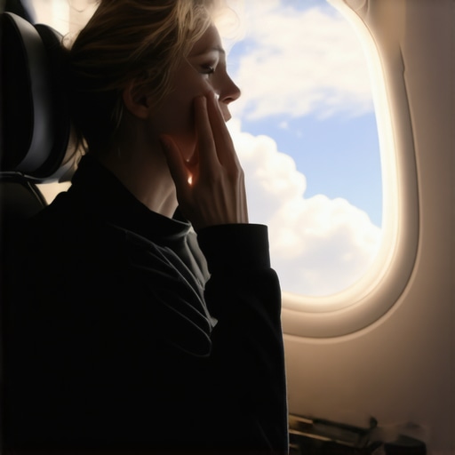 A passenger dealing with tooth sensitivity during a flight.