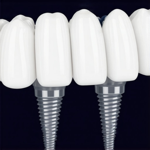 3D diagram of All-on-Four dental implants showing the 45-degree tilt for maximum bone support.