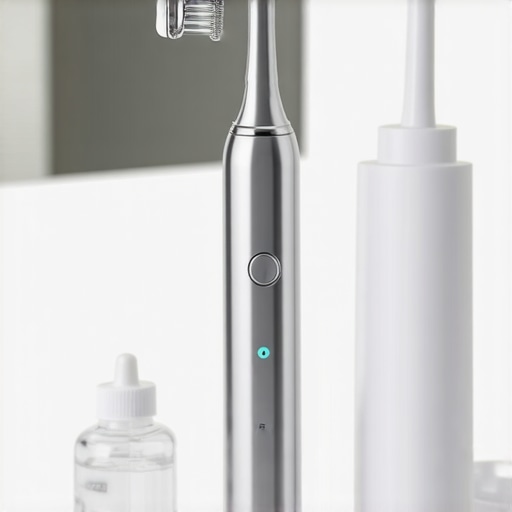 Professional dental tools for home maintenance including a tongue scraper and water flosser.
