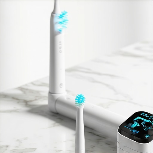 Modern Smart Dental Technology High-tech electric toothbrush with AI mouth mapping display