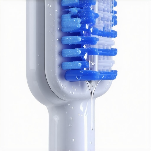 Modern Sonic Toothbrush Technology Close-up of a vibrating sonic toothbrush head showing fluid dynamics