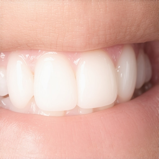Close-up of natural teeth showing the difference between healthy enamel and artificial looking dental work.