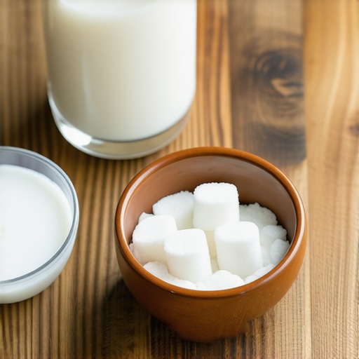 Milk and sugar on a table used to neutralize capsaicin heat