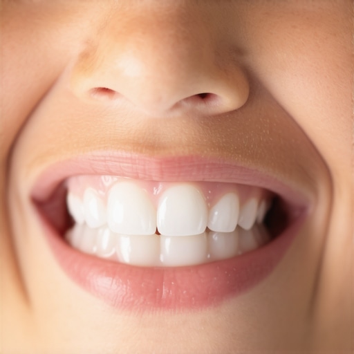 Child's mouth showing permanent and baby teeth transition.