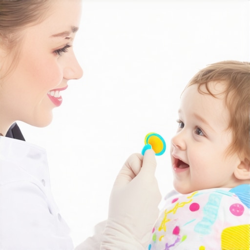 Positive pediatric dental experience Dentist interacting with a child during a dental visit to reduce anxiety