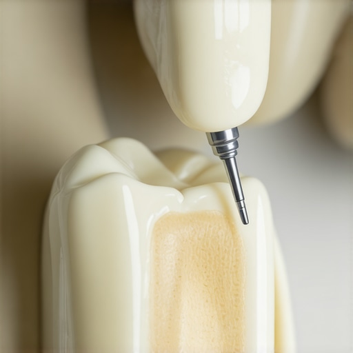 Dentist checking a dental bridge for stability and gum health.