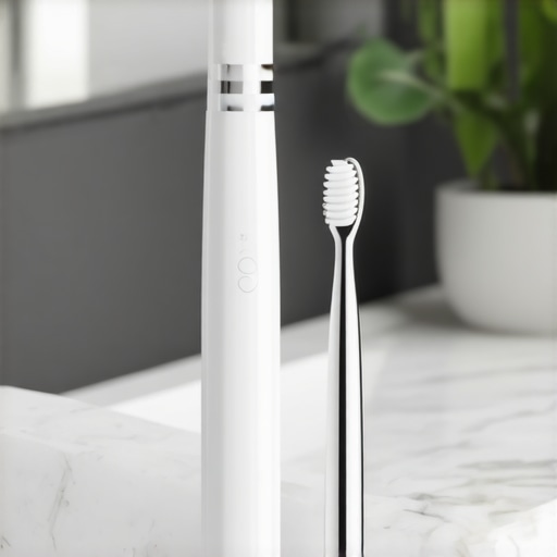 Electric toothbrush and metal tongue scraper for oral health maintenance