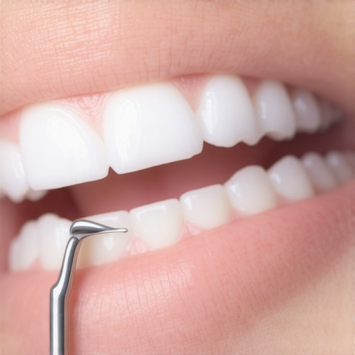Professional Dental Scaling Procedure Close-up of a dentist performing professional teeth cleaning on a patient.