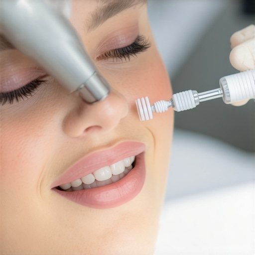 A dental professional performing a gentle cleaning to prevent winter tooth sensitivity.