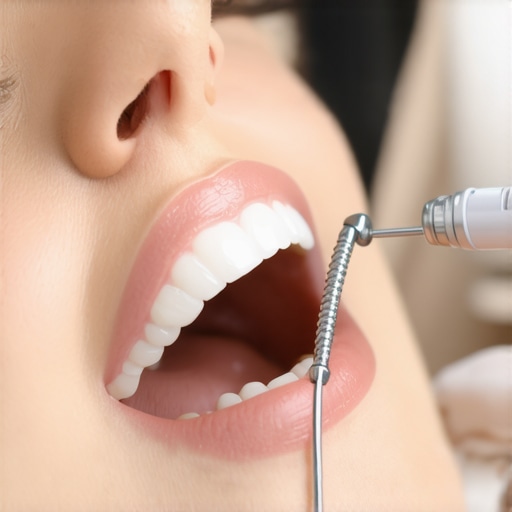 Close-up of a dental professional performing a professional teeth cleaning to remove tartar.