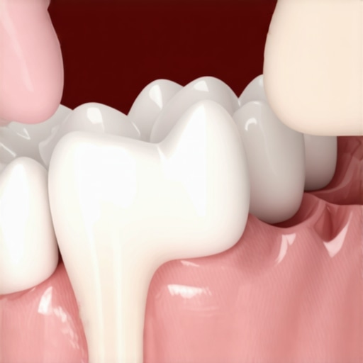 Dentist pointing to enamel wear on a dental model to explain the dangers of abrasive cleaning.