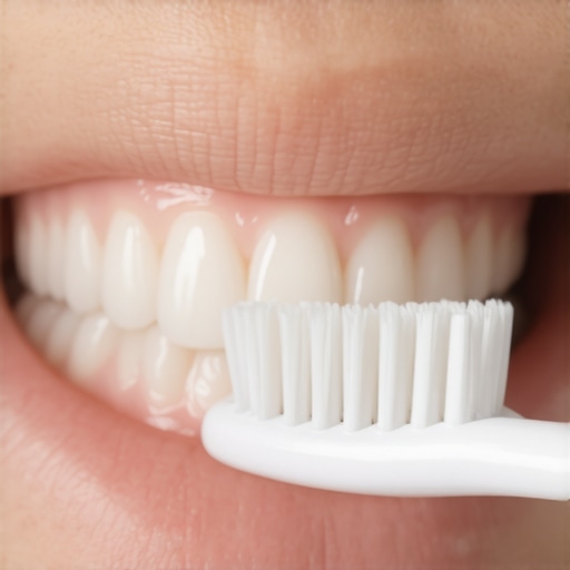 A person using a soft toothbrush in a circular motion to protect enamel and reduce sensitivity.