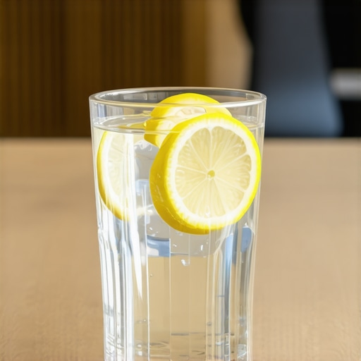 A glass of water helping to neutralize salty taste after dental work
