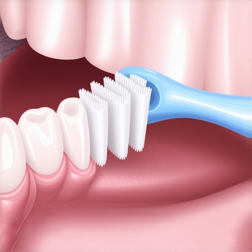 An illustration demonstrating gentle cleaning techniques for healing oral tissue.