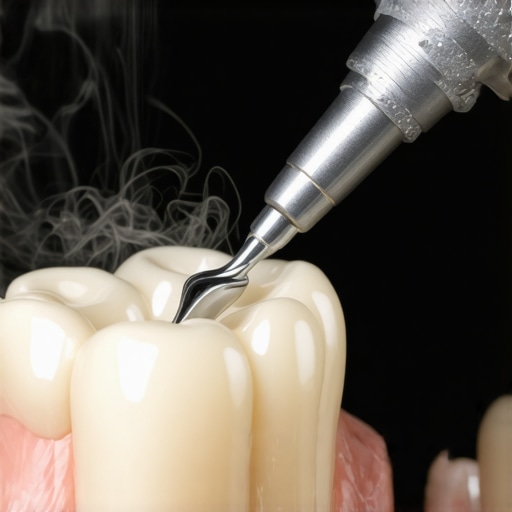 Dentist using ultrasonic scaling tools for safe plaque removal