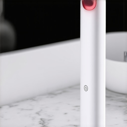 Smart Electric Toothbrush with Pressure Sensor Close-up of a modern electric toothbrush showing a pressure sensor light indicator.