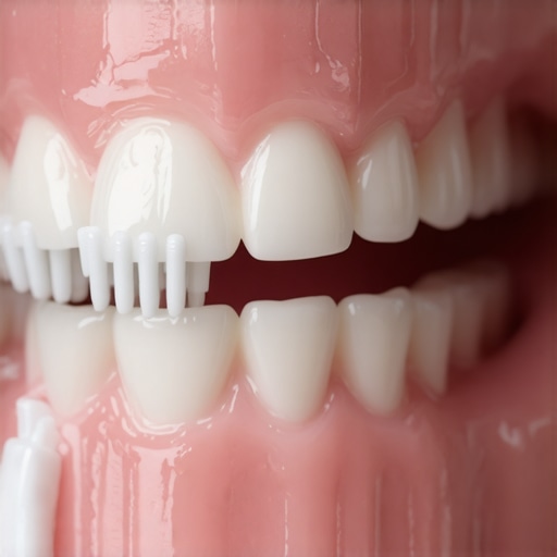 Close up of soft bristles on a toothbrush cleaning teeth gently to prevent gum recession.