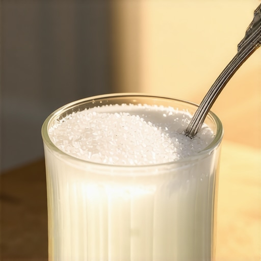 A glass of warm saltwater being prepared for a mouth rinse to soothe gum sores.