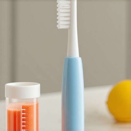 A three-sided toothbrush and sand timer for sensory-friendly dental care.