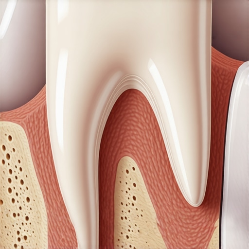 Diagram of dental tartar and plaque accumulation below the gumline causing inflammation.