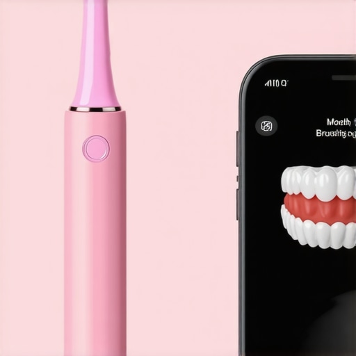 The Future of Home Dental Care Tools Modern smart electric toothbrush with AI tracking app and pressure sensor