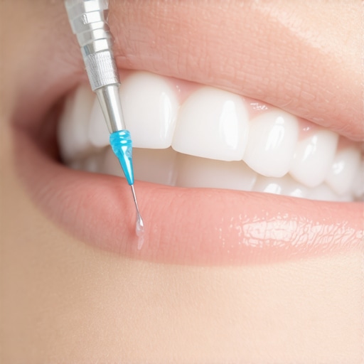 Dentist applying composite resin to repair a chipped front tooth using modern dental tools.