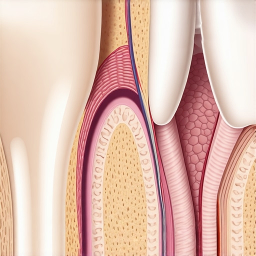 Diagram of gum tissue reattaching to a tooth root after professional dental scaling