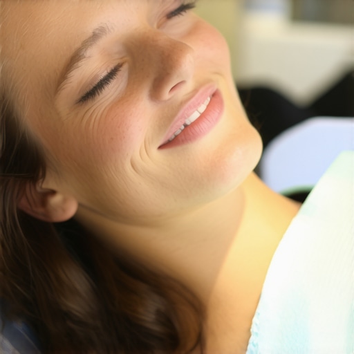 A relaxed patient in a dental chair enjoying a stress-free visit thanks to oral sedation.