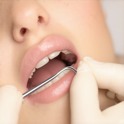 The importance of gum health assessment Dentist performing a periodontal exam to check gum health.